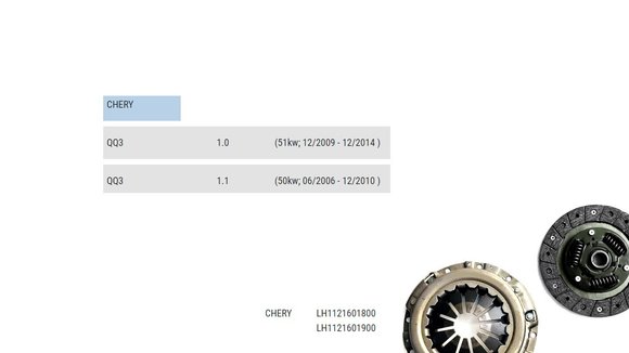 Imagen de CONJUNTO EMBRAGUE CHERY QQ 1.1 2011 EN ADELANTE 180MM
